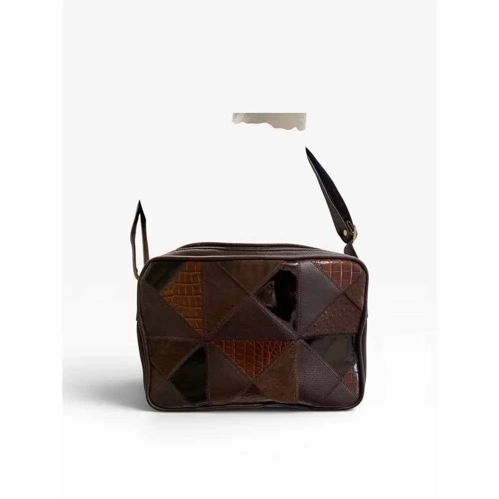 Vintage Y2K Patchwork Crossbody Leather Colored Patchwork Purse And Wallet